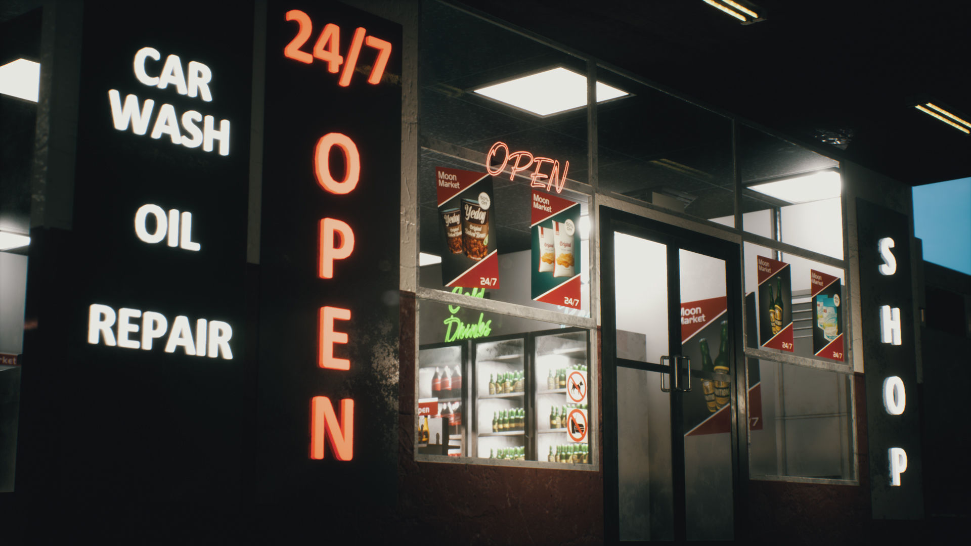 Old Gas Station Low-poly 3D model_5