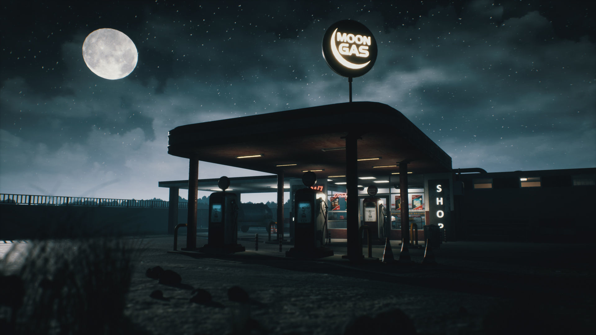 Old Gas Station Low-poly 3D model_16