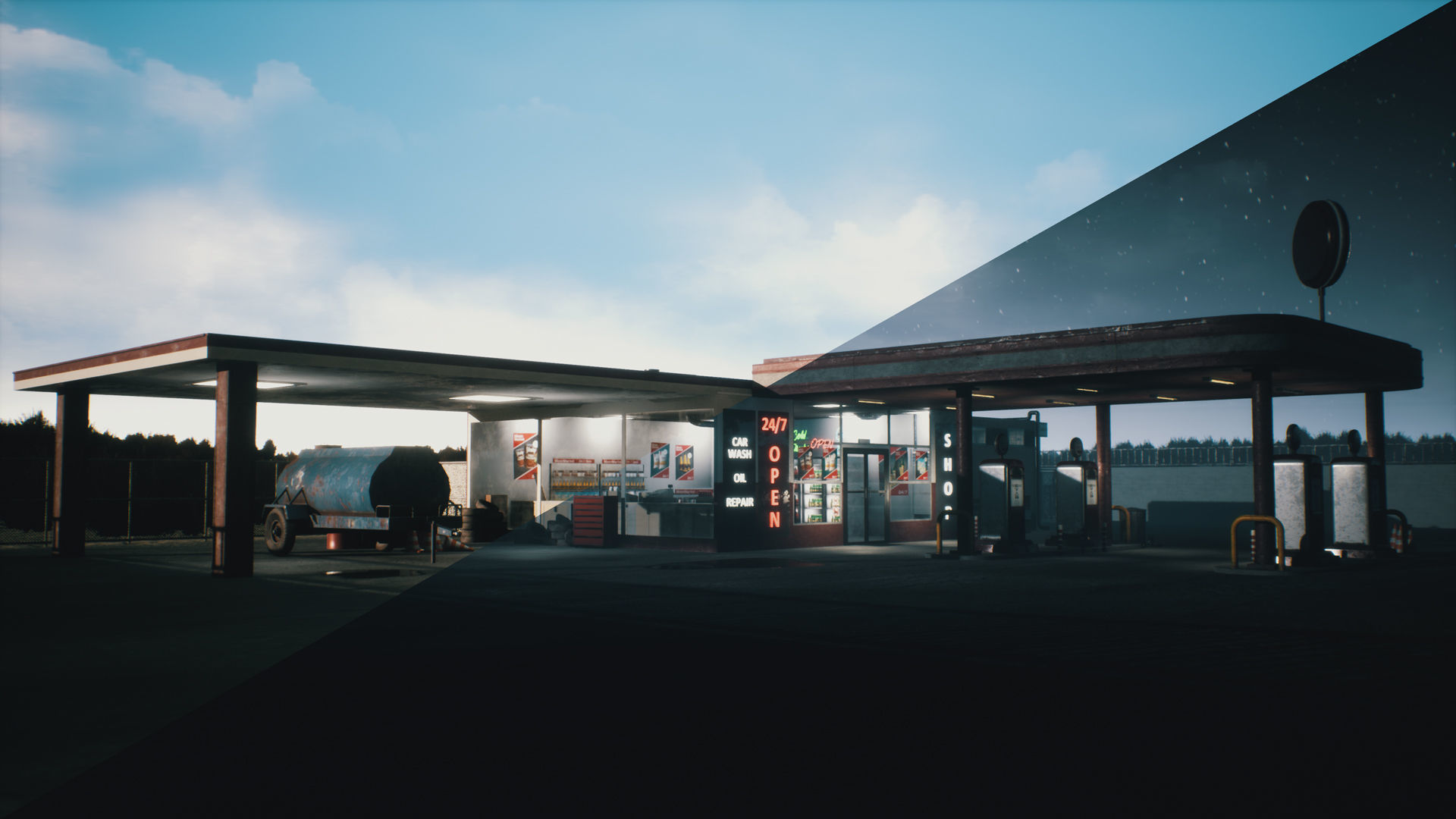 Old Gas Station Low-poly 3D model_2