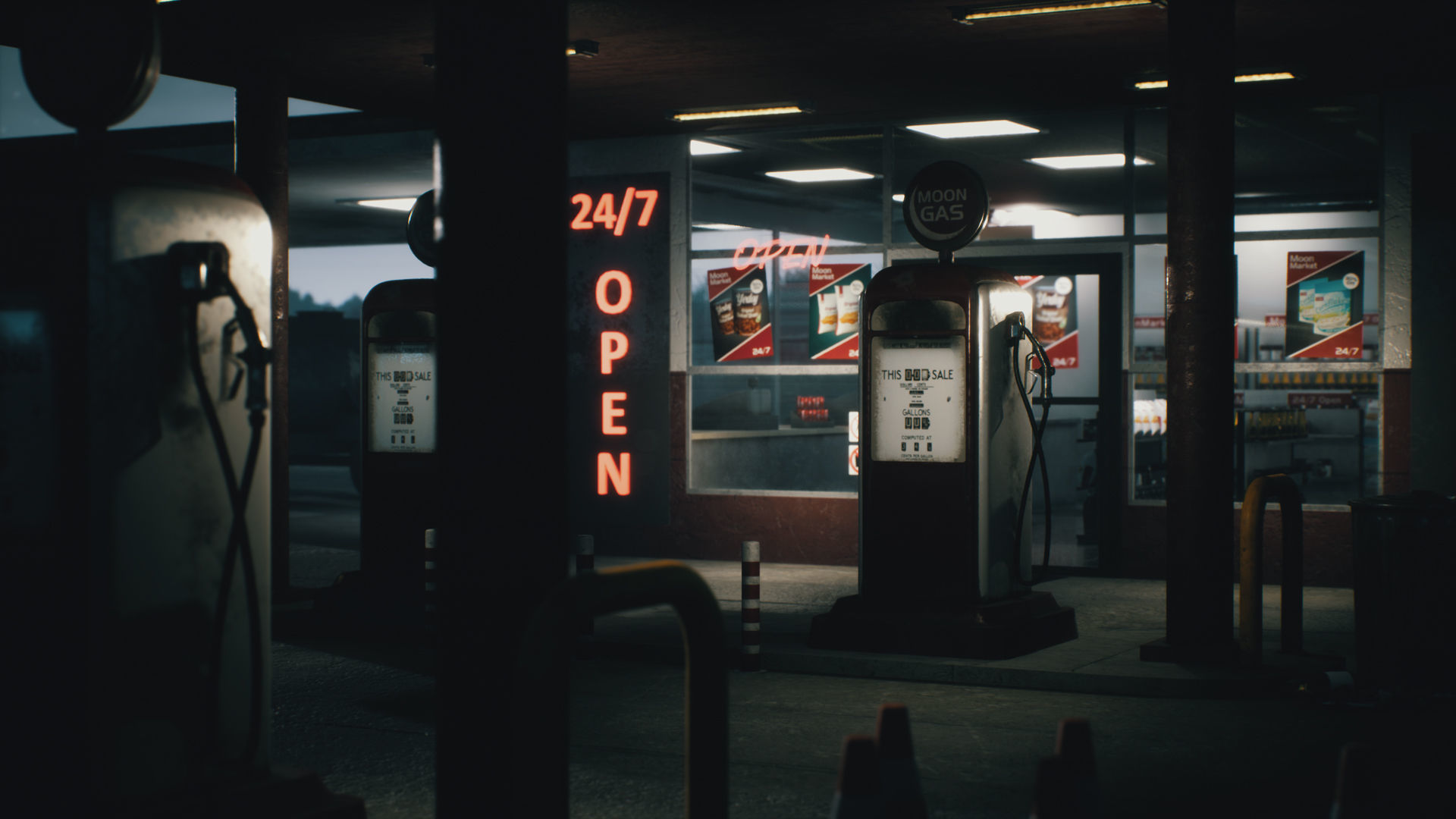 Old Gas Station Low-poly 3D model_12