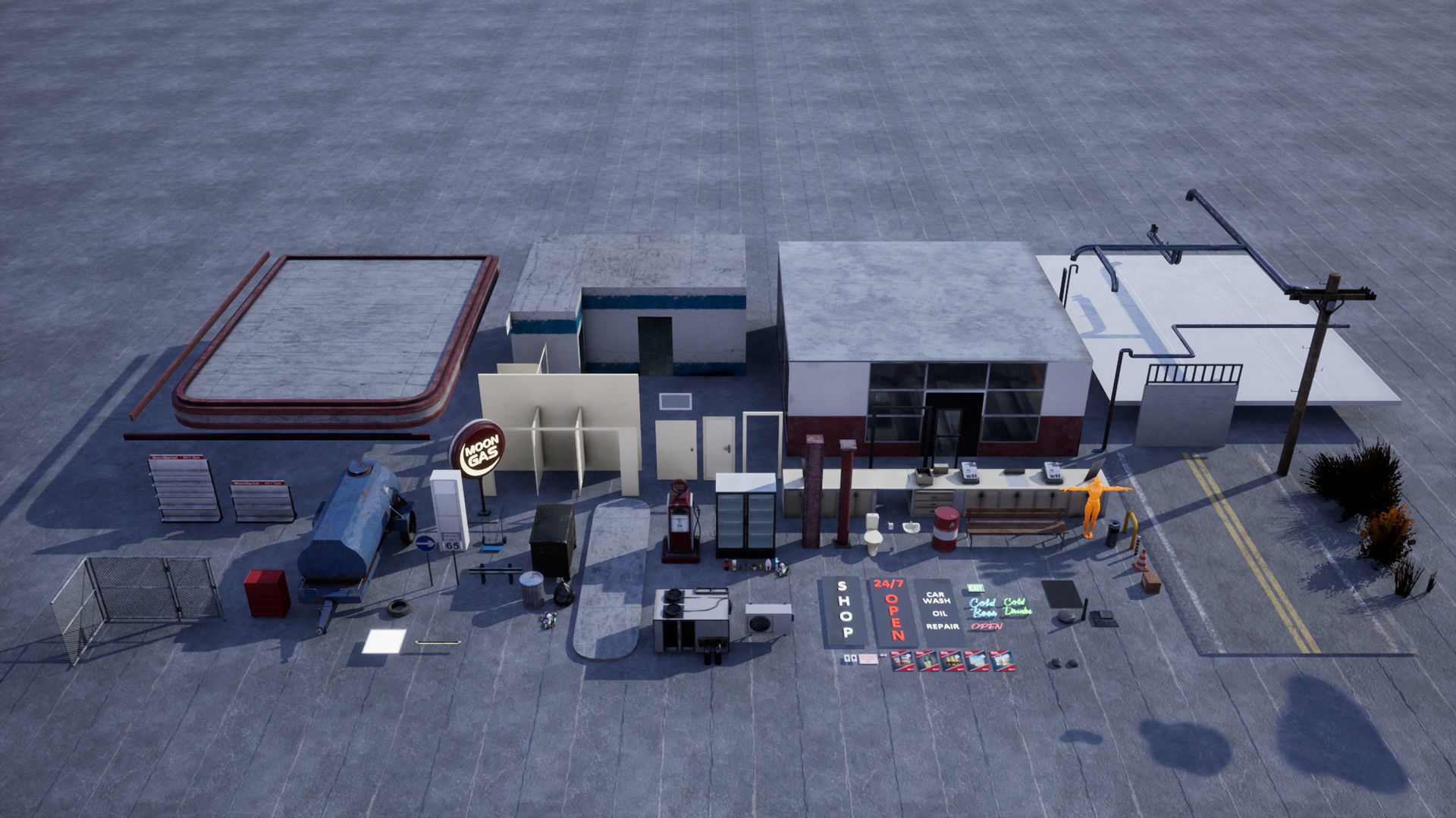 Old Gas Station Low-poly 3D model_37