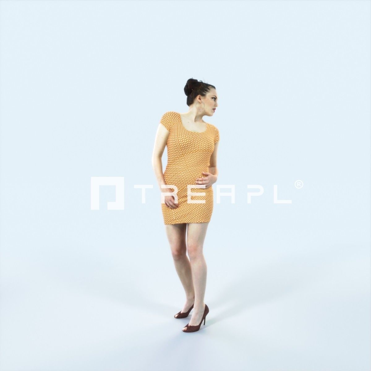 Dream 11K Turning Around Casual Woman Low-poly 3D model_4