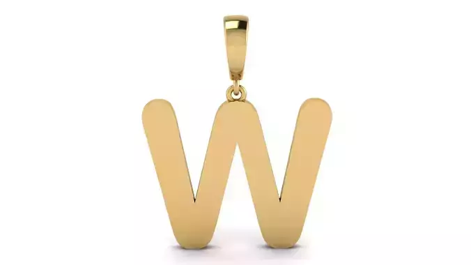 Pendant Alphabet Letter 15 mm Arial Rounded W