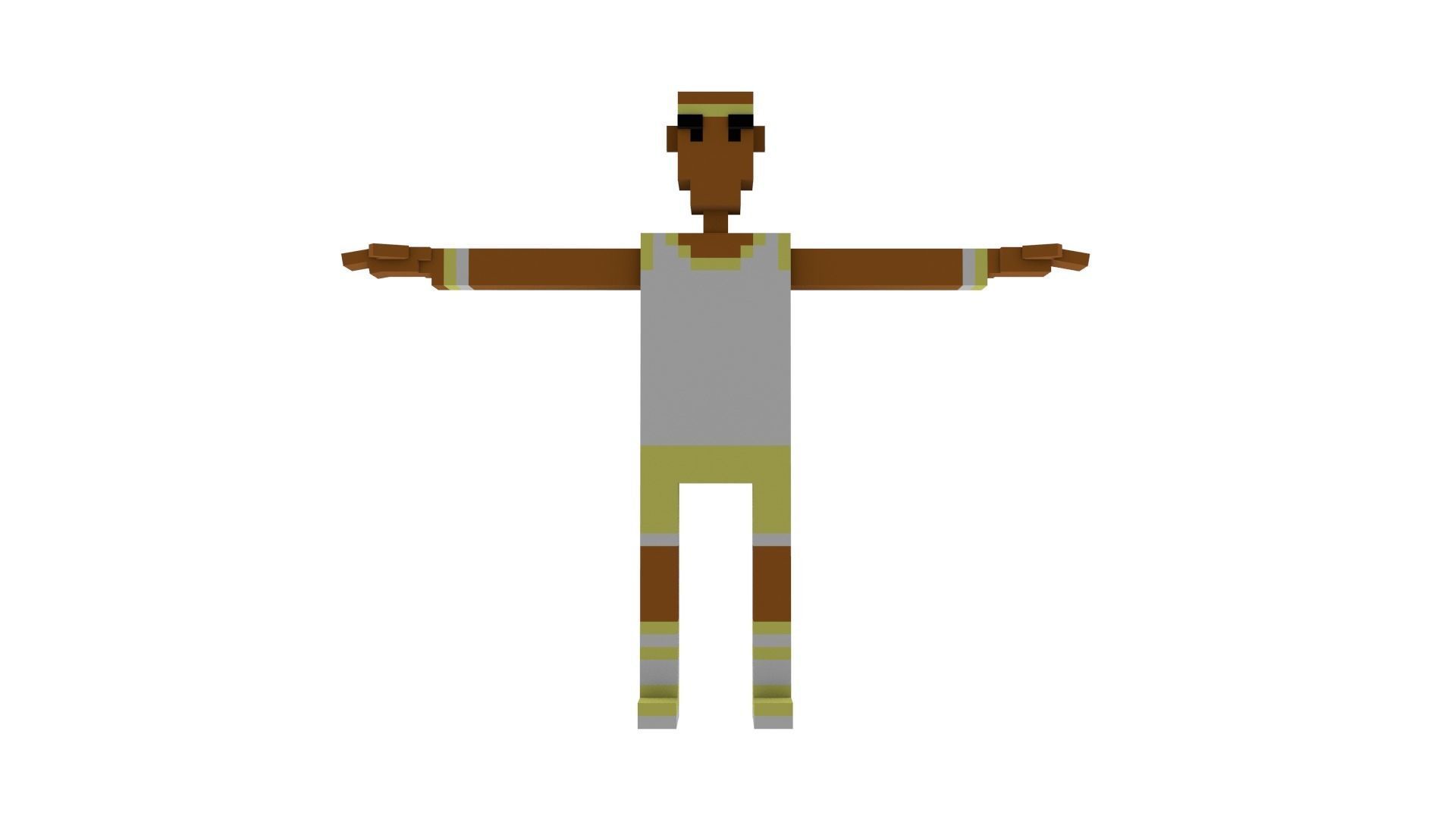 SPORTY VOXEL CHARACTER Low-poly 3D model_1