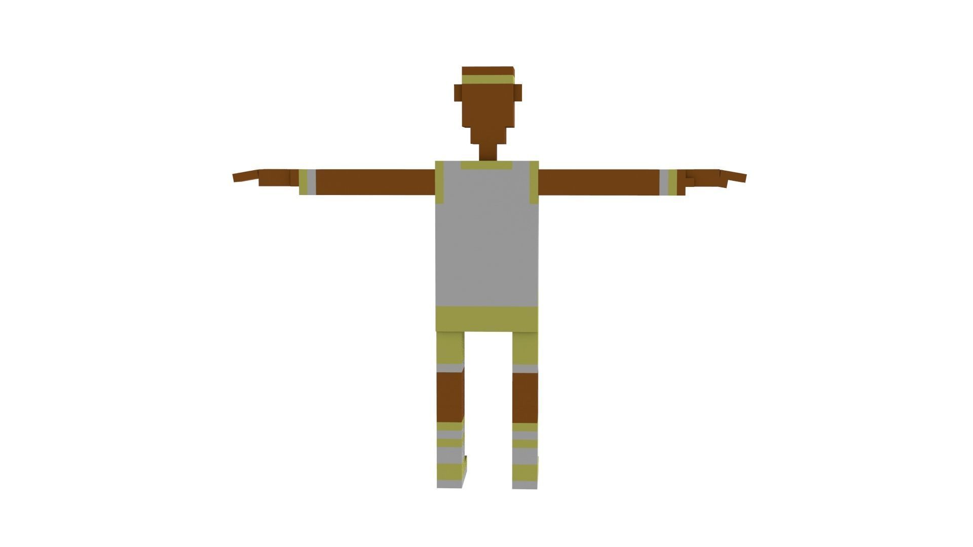 SPORTY VOXEL CHARACTER Low-poly 3D model_5