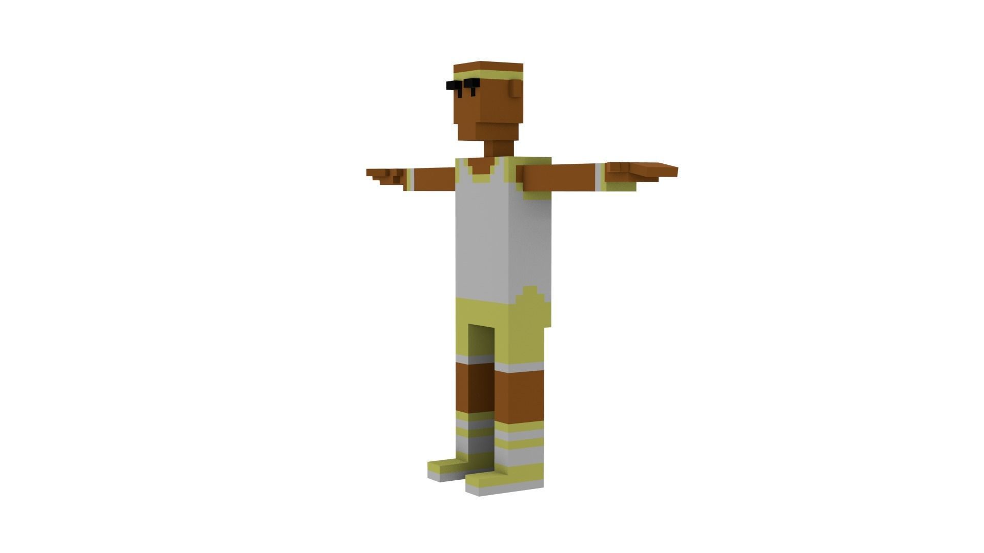 SPORTY VOXEL CHARACTER Low-poly 3D model_2