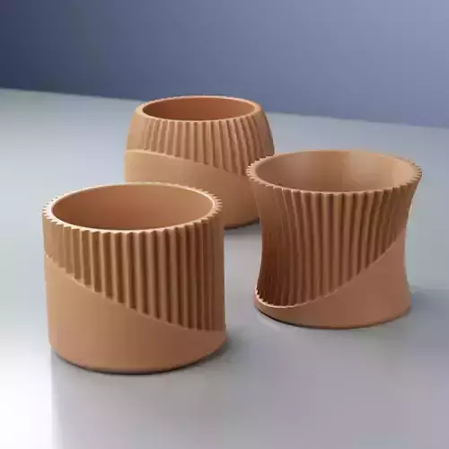 Set of 03 Flower Succulent Planter Pots with Drain Holes 
