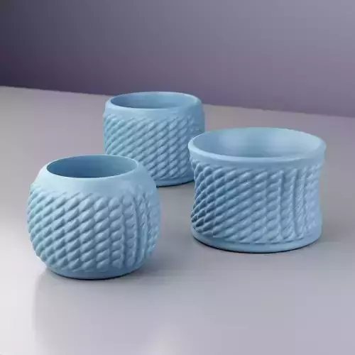 Set of 03 Jute Rope Planter Pots with Drain Holes