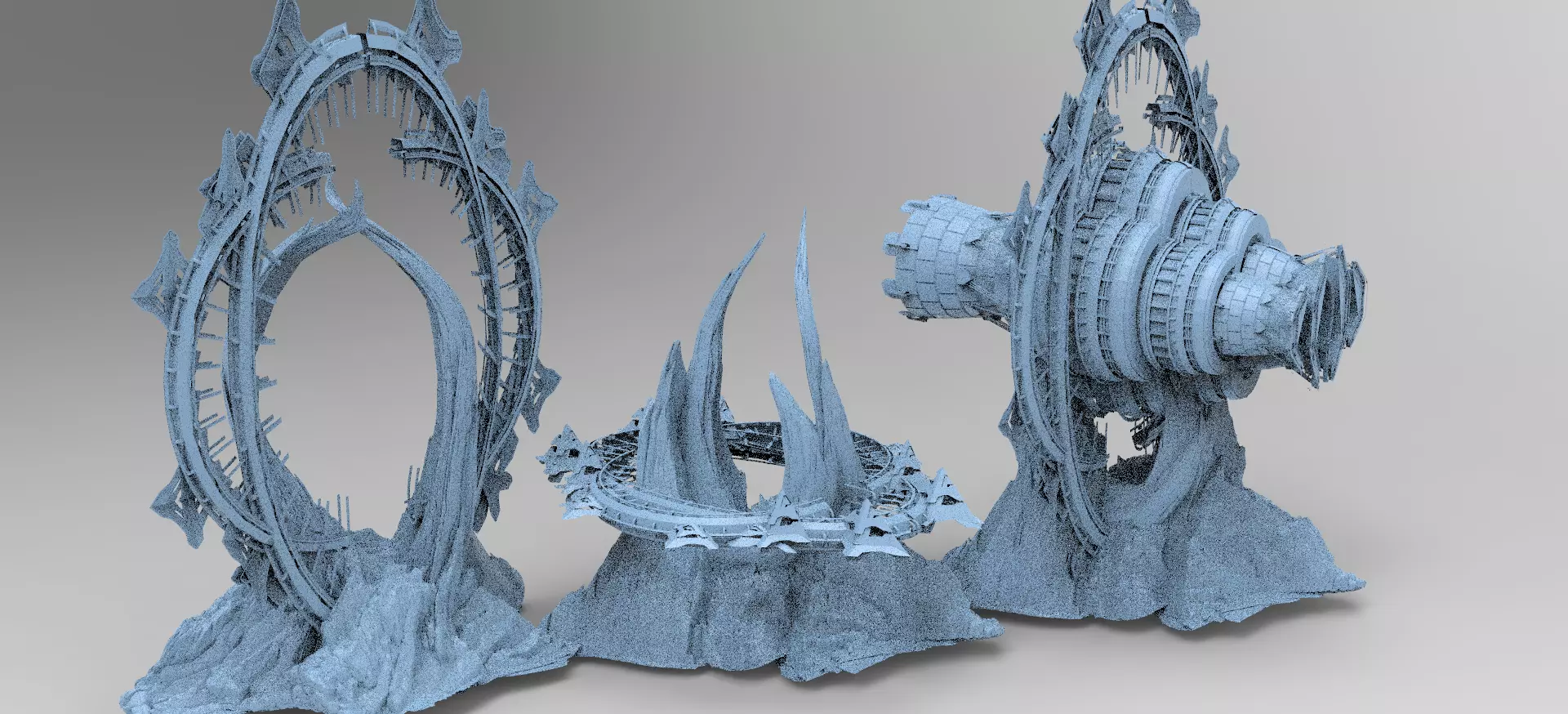 Alien holy mountain monolith 3 designs 3D model