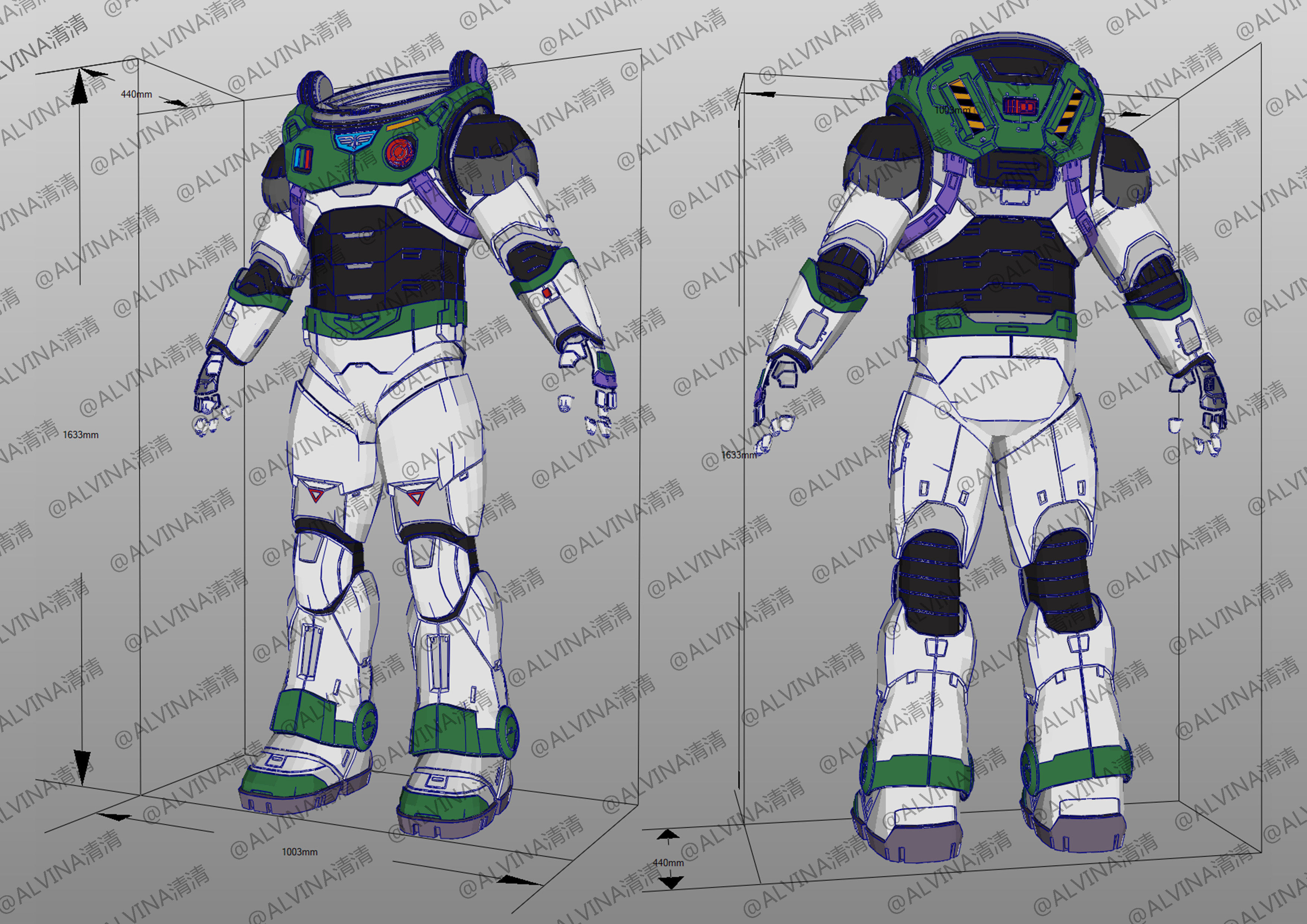 2022 Buzz Lightyear Armor pepakura Foam Full Low-poly 3D model_1