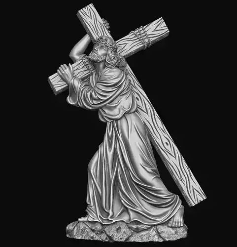 Jesus Carrying The Cross Relief 3D print model