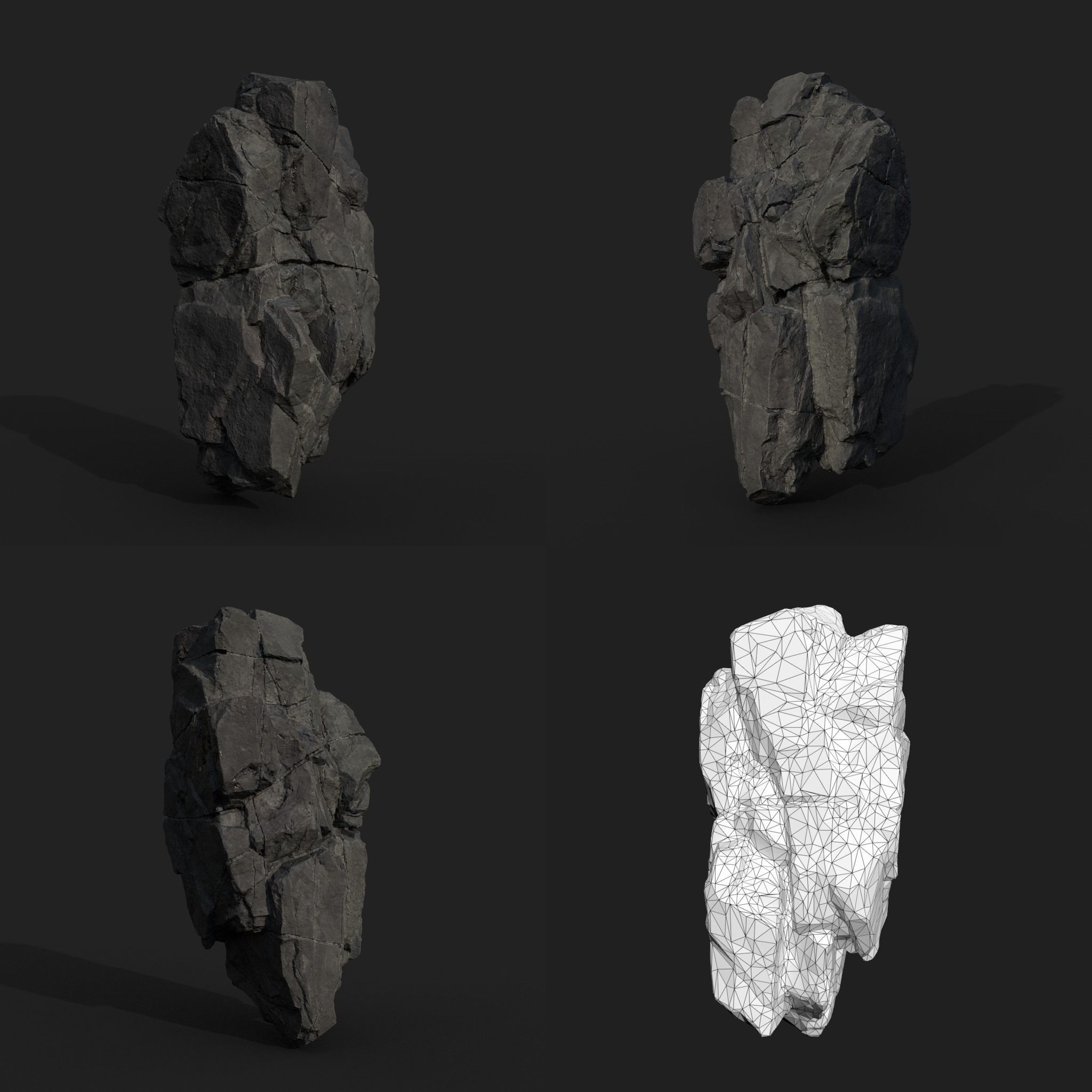 Low poly Black Modular Rock 230702 Low-poly 3D model_16