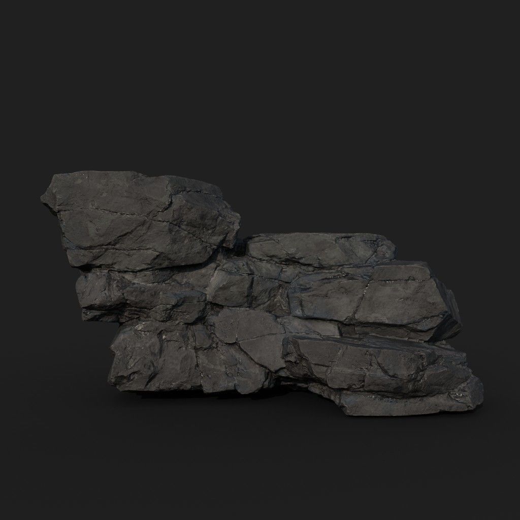Low poly Black Modular Rock 230702 Low-poly 3D model_5