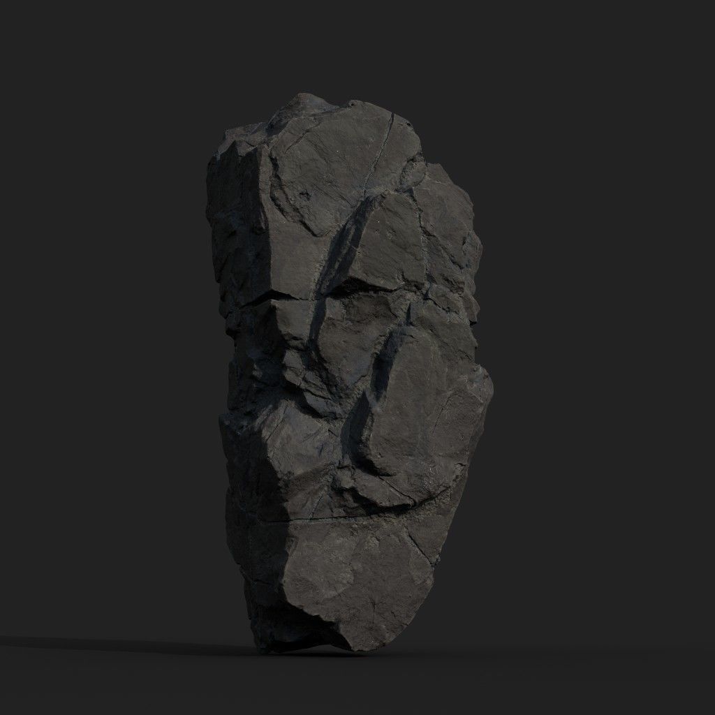 Low poly Black Modular Rock 230702 Low-poly 3D model_17