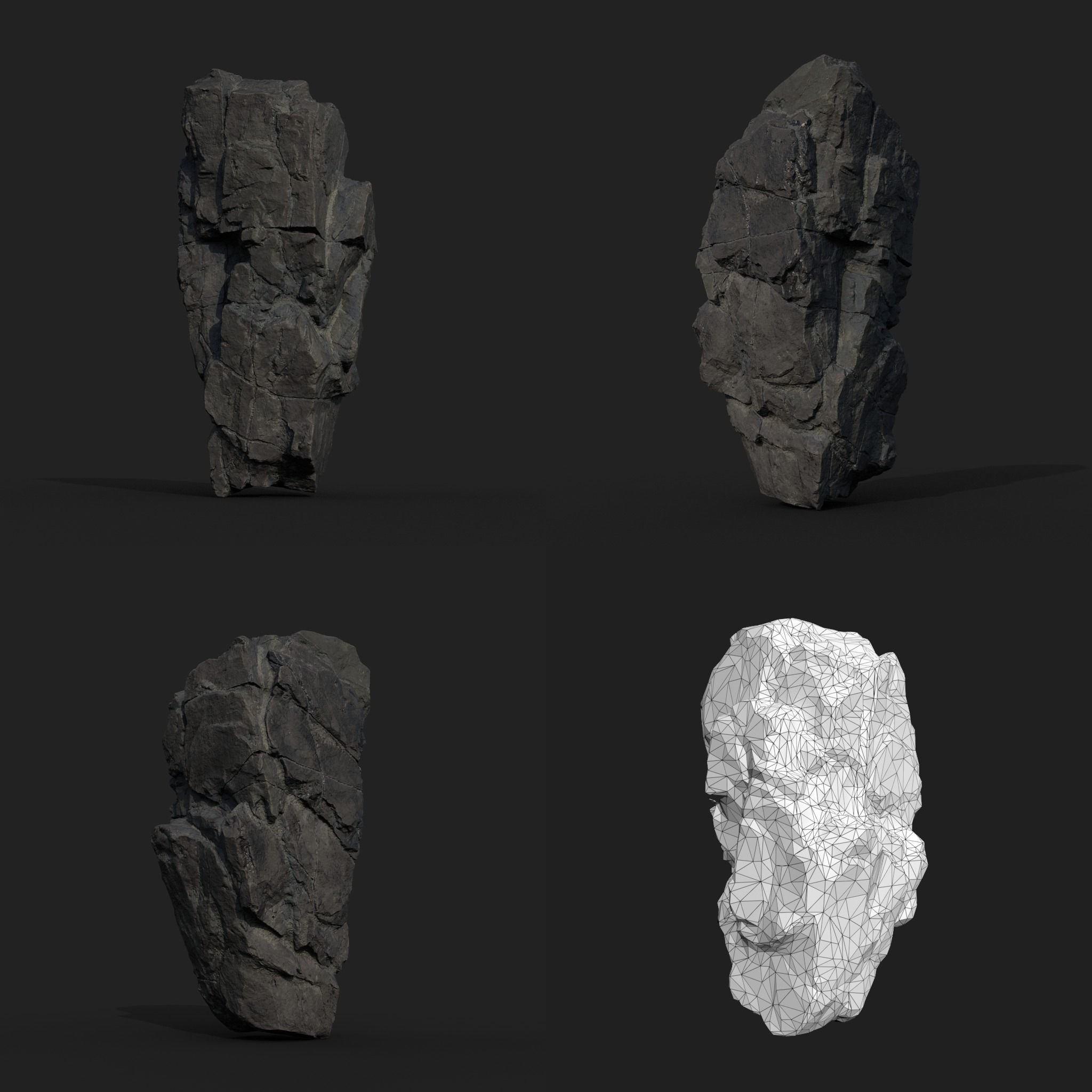 Low poly Black Modular Rock 230702 Low-poly 3D model_18