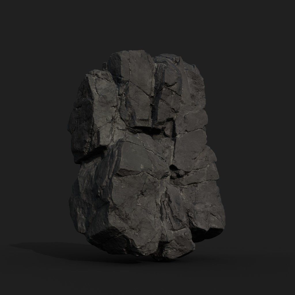 Low poly Black Modular Rock 230702 Low-poly 3D model_3