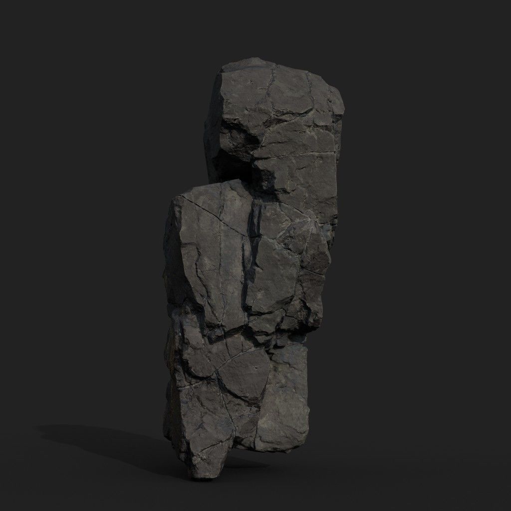Low poly Black Modular Rock 230702 Low-poly 3D model_11