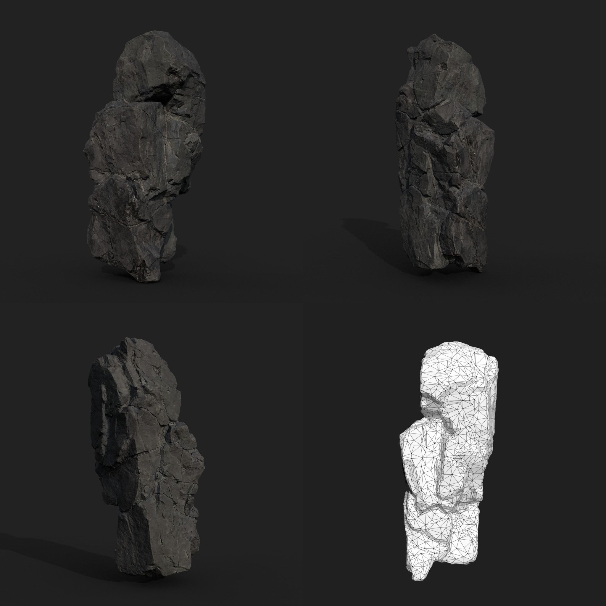 Low poly Black Modular Rock 230702 Low-poly 3D model_12