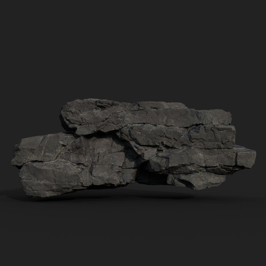 Low poly Black Modular Rock 230702 Low-poly 3D model_9