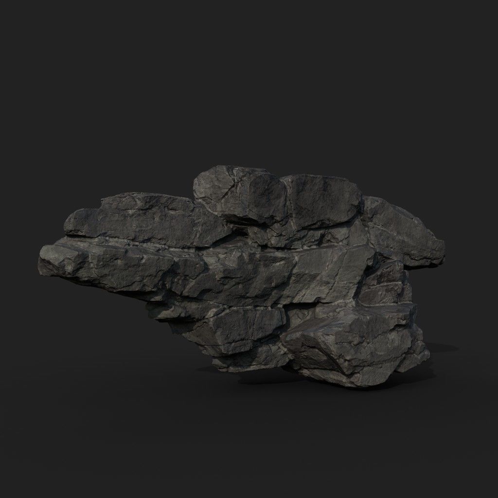 Low poly Black Modular Rock 230702 Low-poly 3D model_7