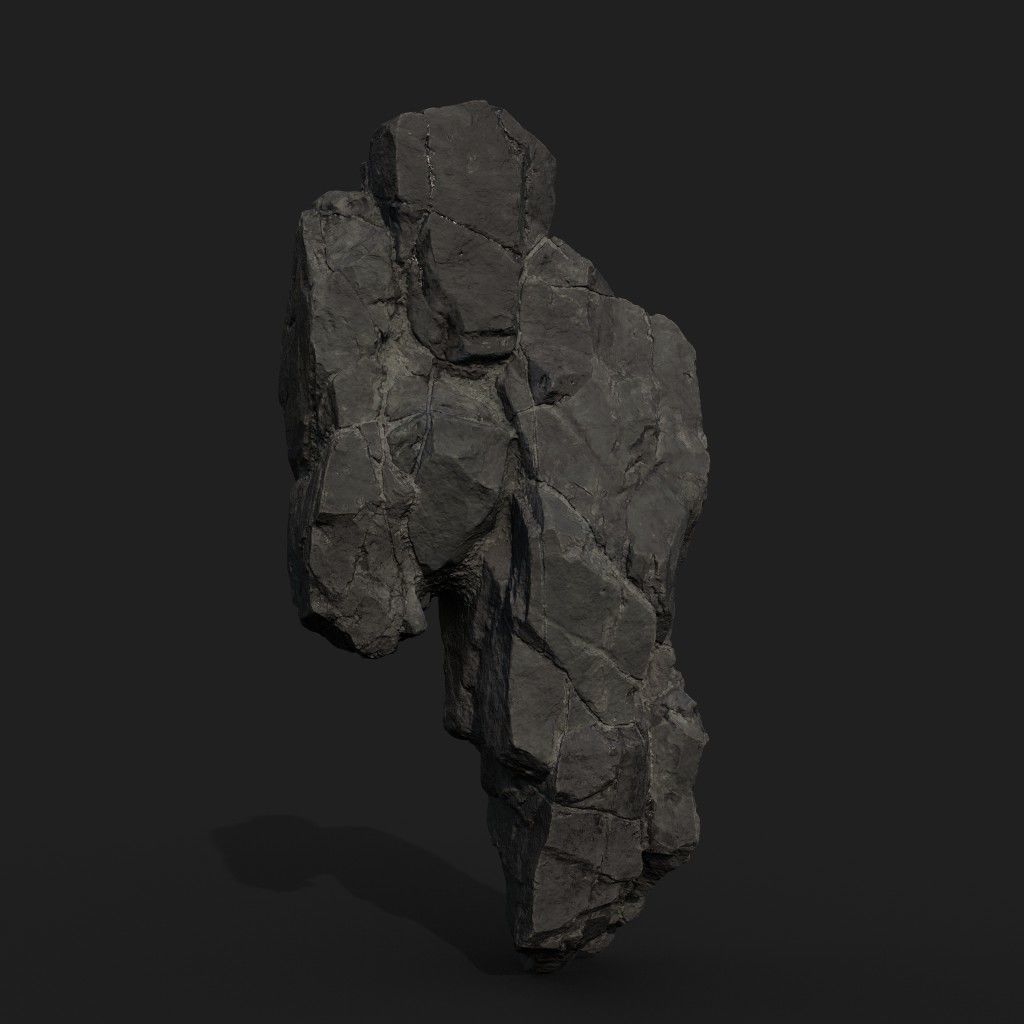 Low poly Black Modular Rock 230702 Low-poly 3D model_13