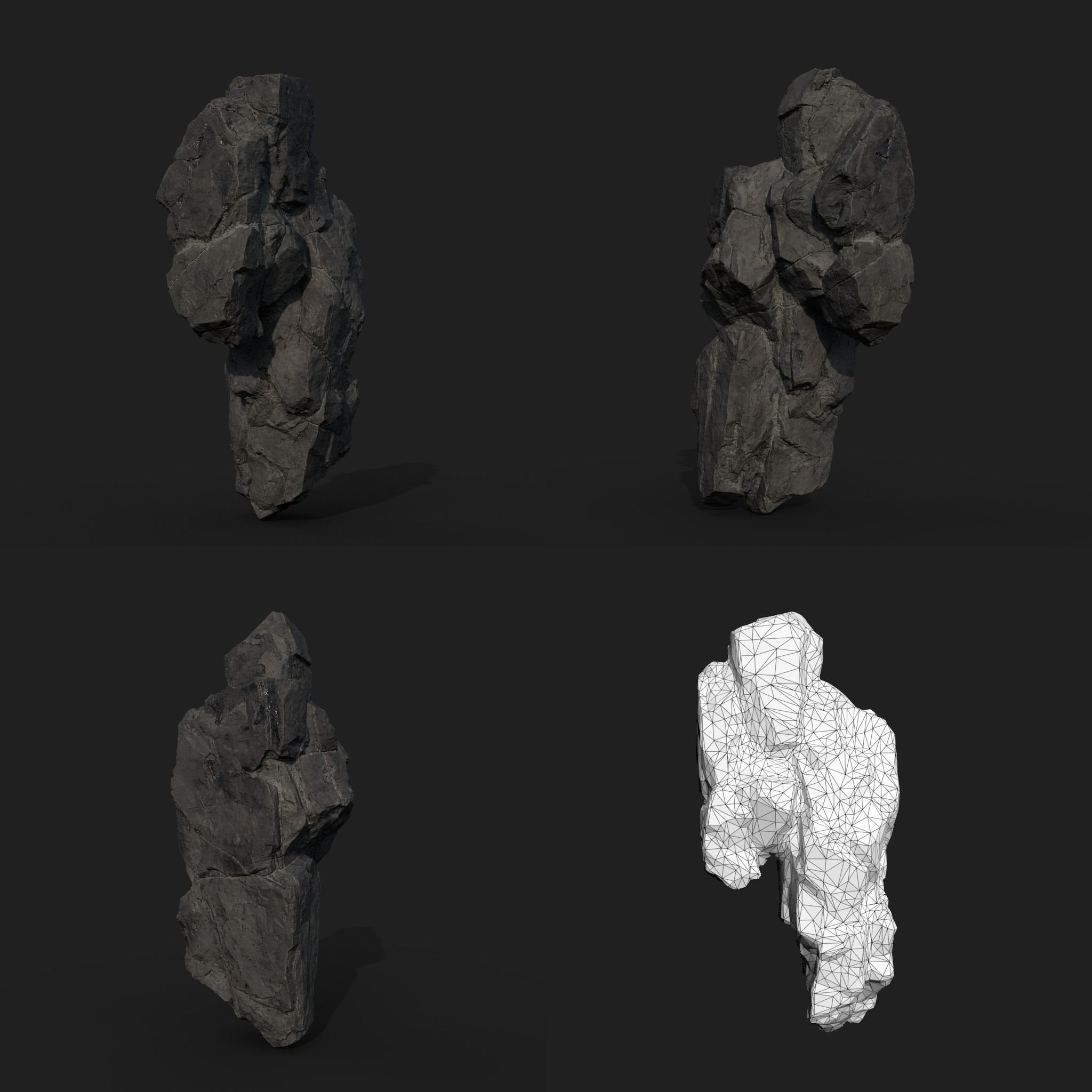 Low poly Black Modular Rock 230702 Low-poly 3D model_14