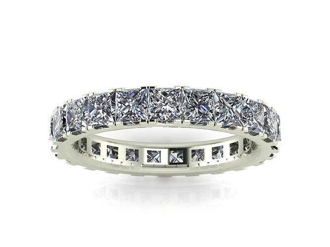 Eternity Band Ring - Princess Cut Stones 3D print model