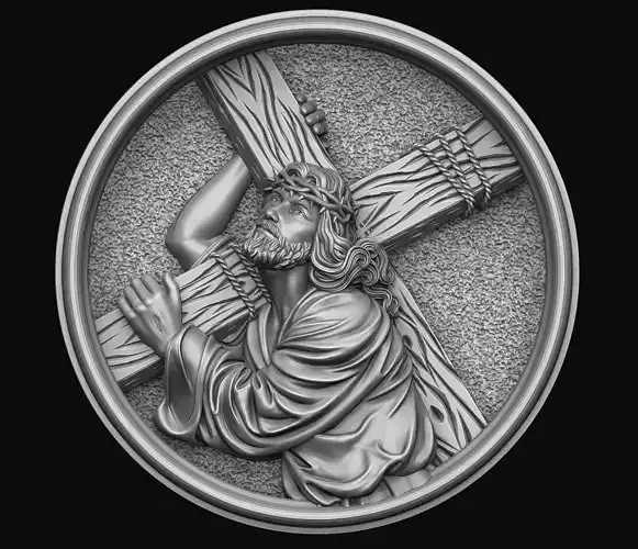 Jesus Carrying The Cross Pendant 3D print model