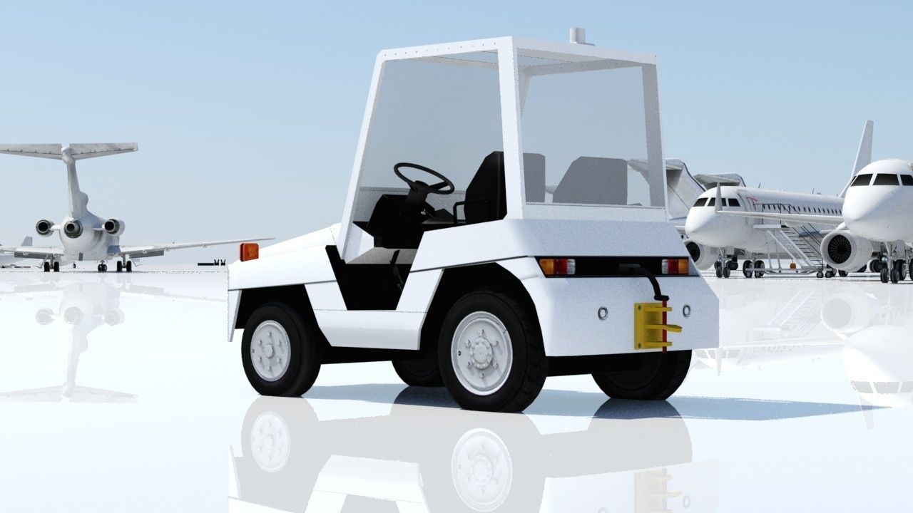 Toyota TD25 Small Tractor airport Tug Low Poly Low-poly 3D model_8
