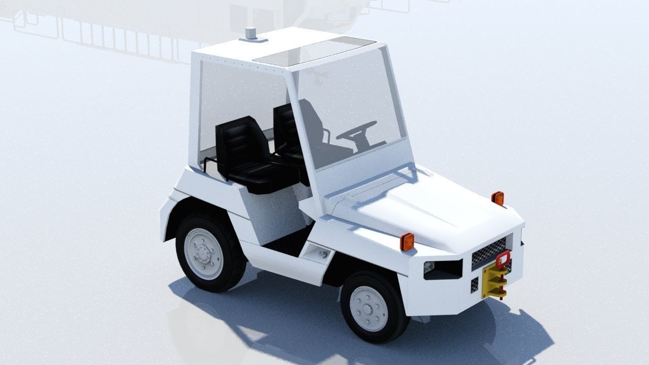 Toyota TD25 Small Tractor airport Tug Low Poly Low-poly 3D model_3