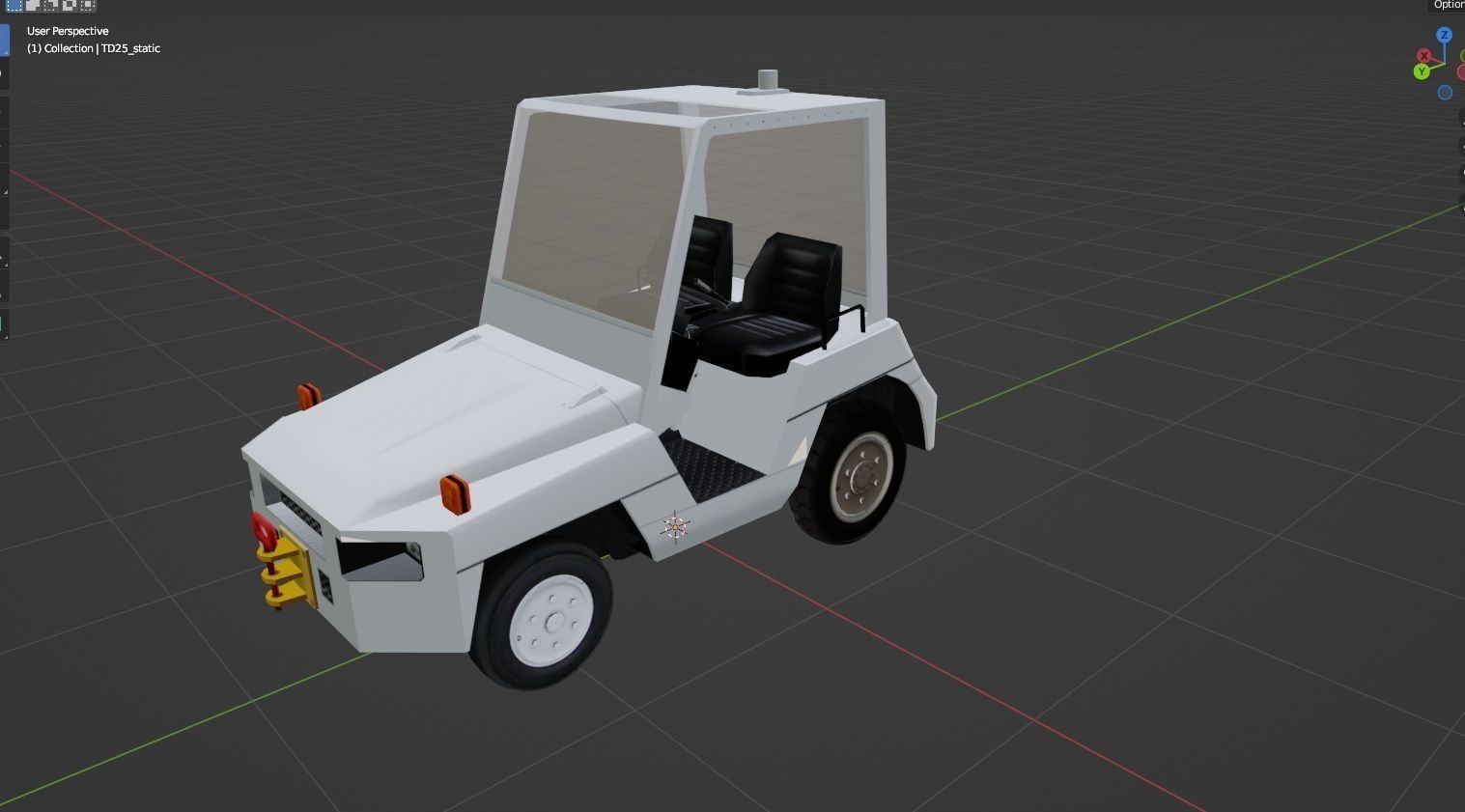 Toyota TD25 Small Tractor airport Tug Low Poly Low-poly 3D model_4