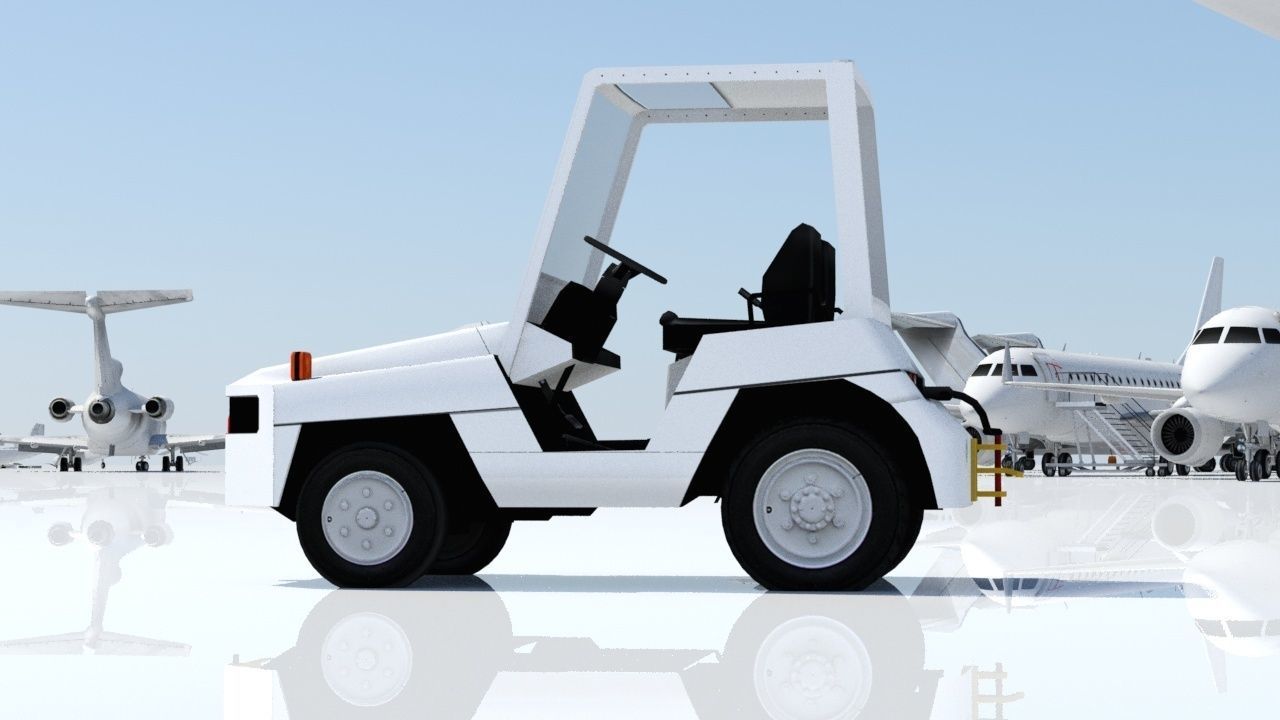 Toyota TD25 Small Tractor airport Tug Low Poly Low-poly 3D model_7