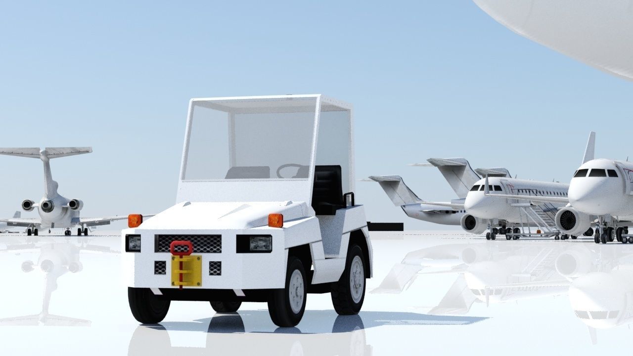 Toyota TD25 Small Tractor airport Tug Low Poly Low-poly 3D model_6