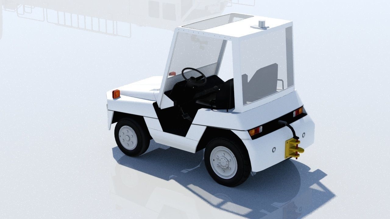 Toyota TD25 Small Tractor airport Tug Low Poly Low-poly 3D model_1
