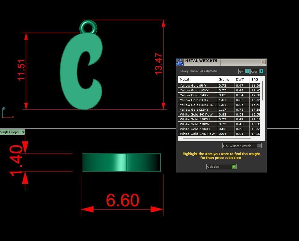 Alphabet Stylish Pendant C 3D print model_1