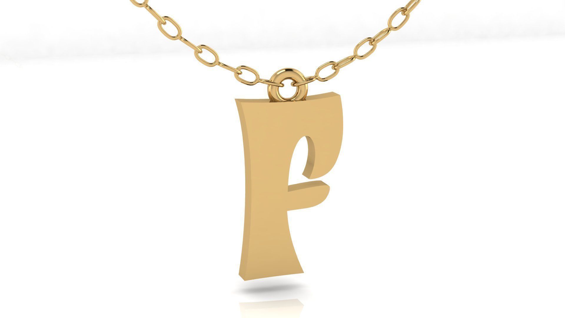 Alphabet Stylish Pendant F 3D print model_8