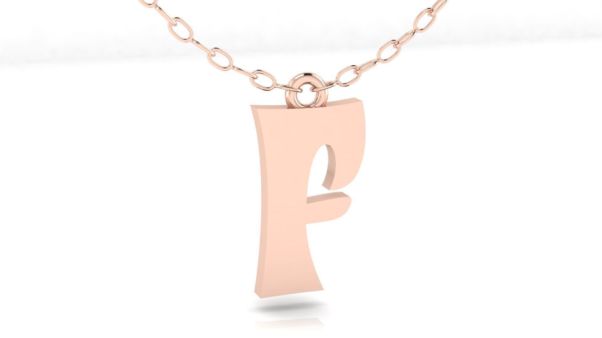 Alphabet Stylish Pendant F 3D print model_3