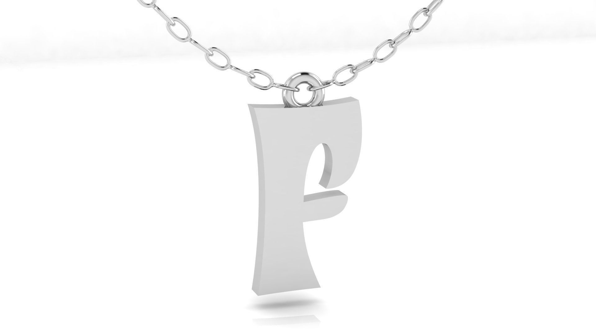 Alphabet Stylish Pendant F 3D print model_6