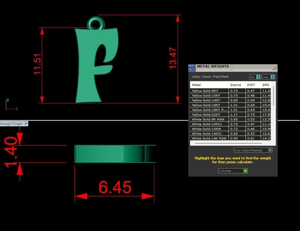 Alphabet Stylish Pendant F 3D print model_1