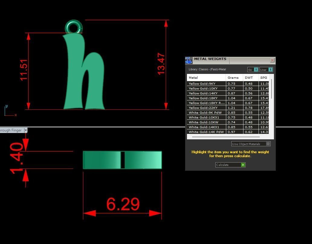 Alphabet Stylish Pendant H 3D print model_1