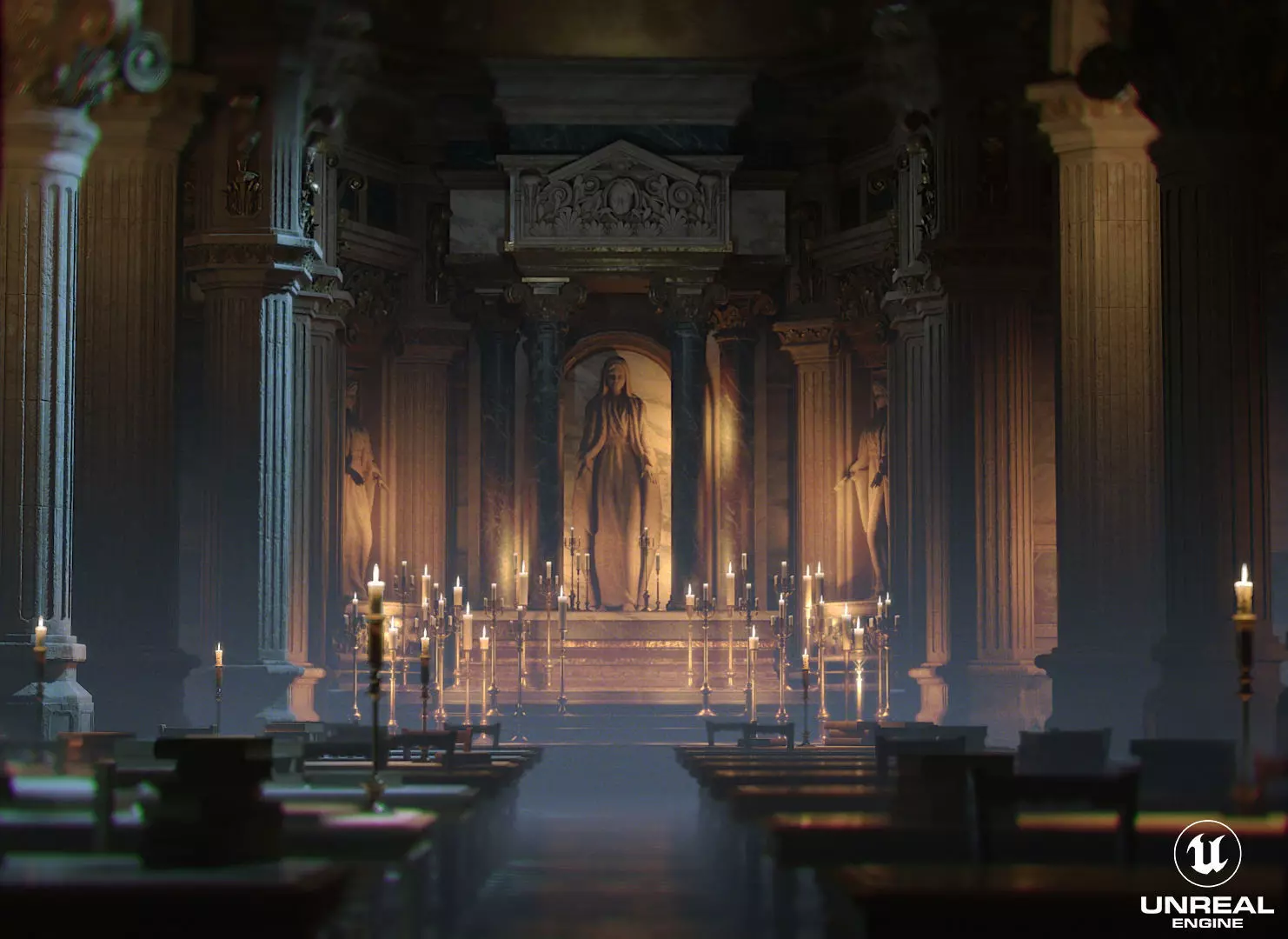 Dark Cathedral Low-poly 3D model_0