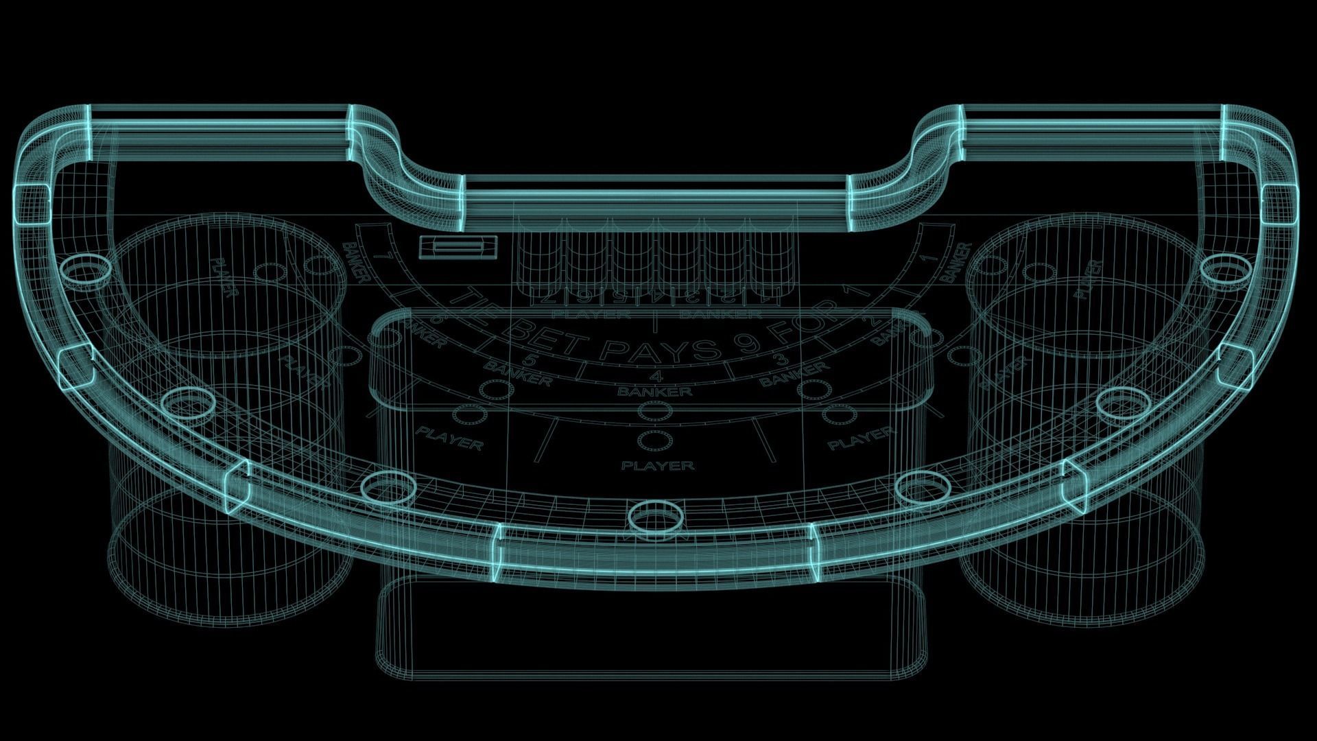 Casino Baccarat Table 3D model_14