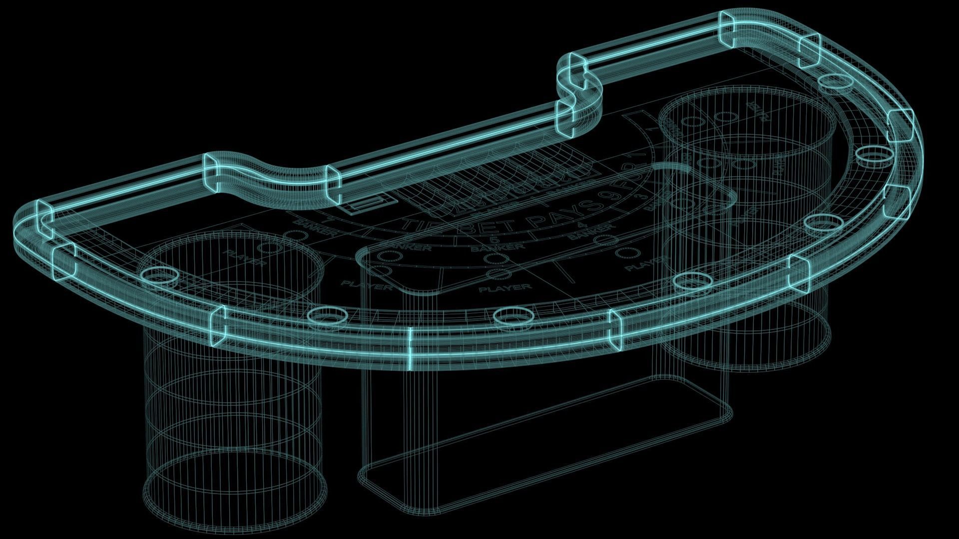 Casino Baccarat Table 3D model_13