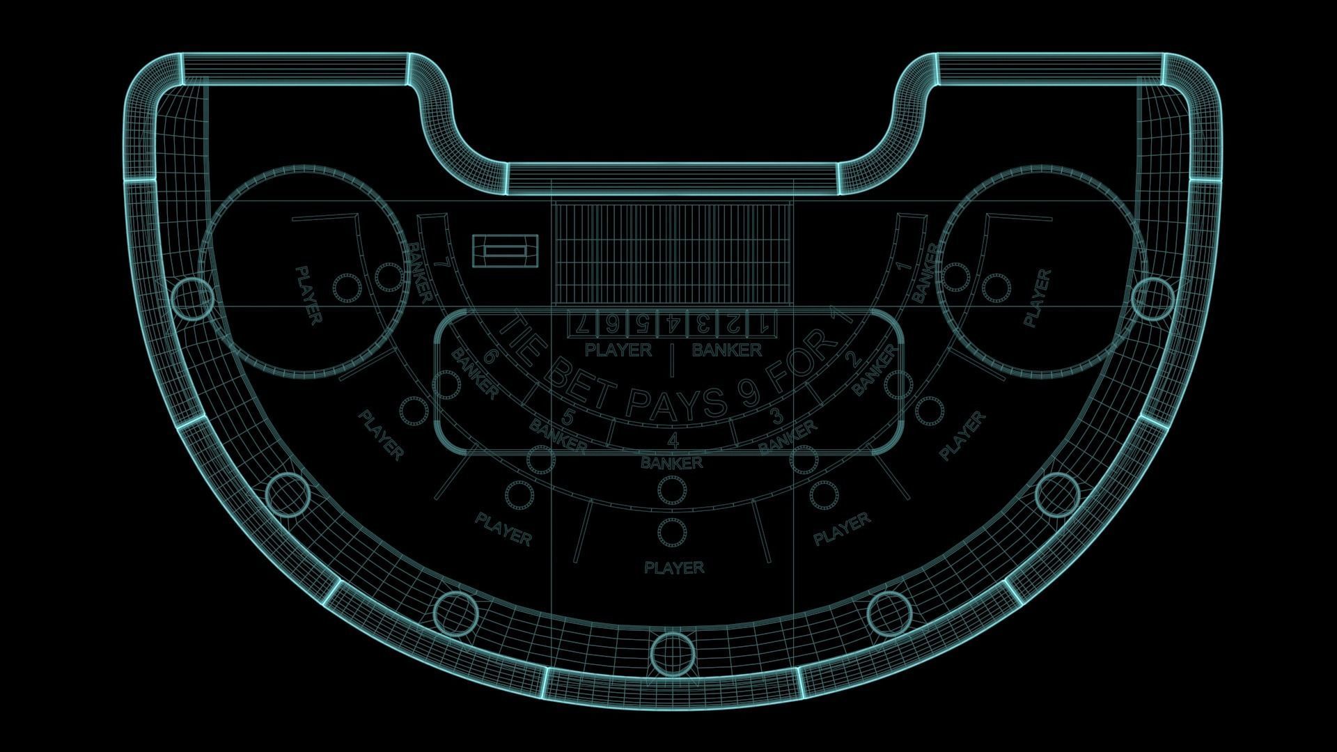 Casino Baccarat Table 3D model_15