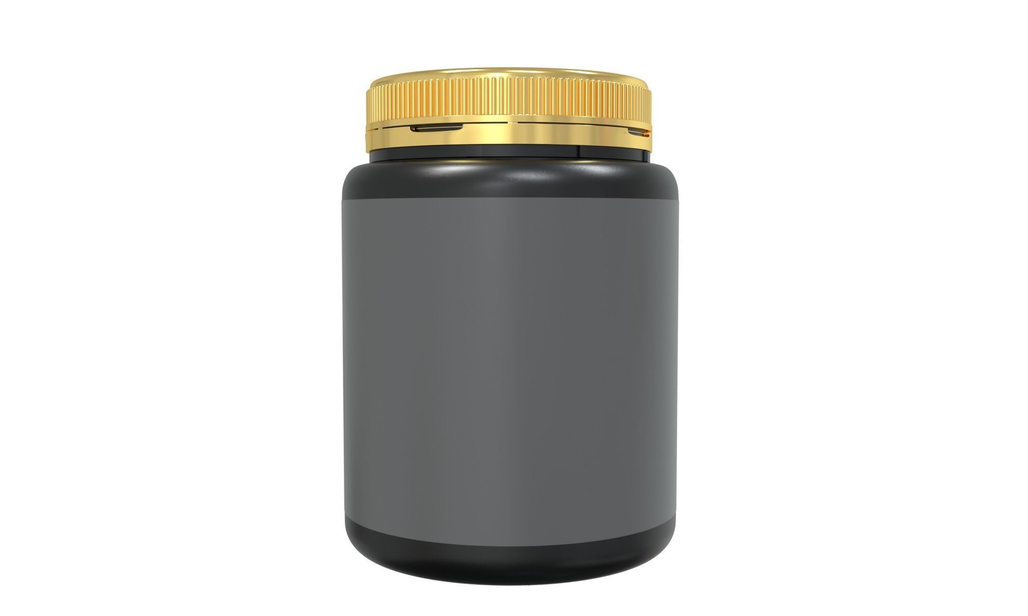 Black Protein Jar Bottle with 3D Product Mockup 3D model_1