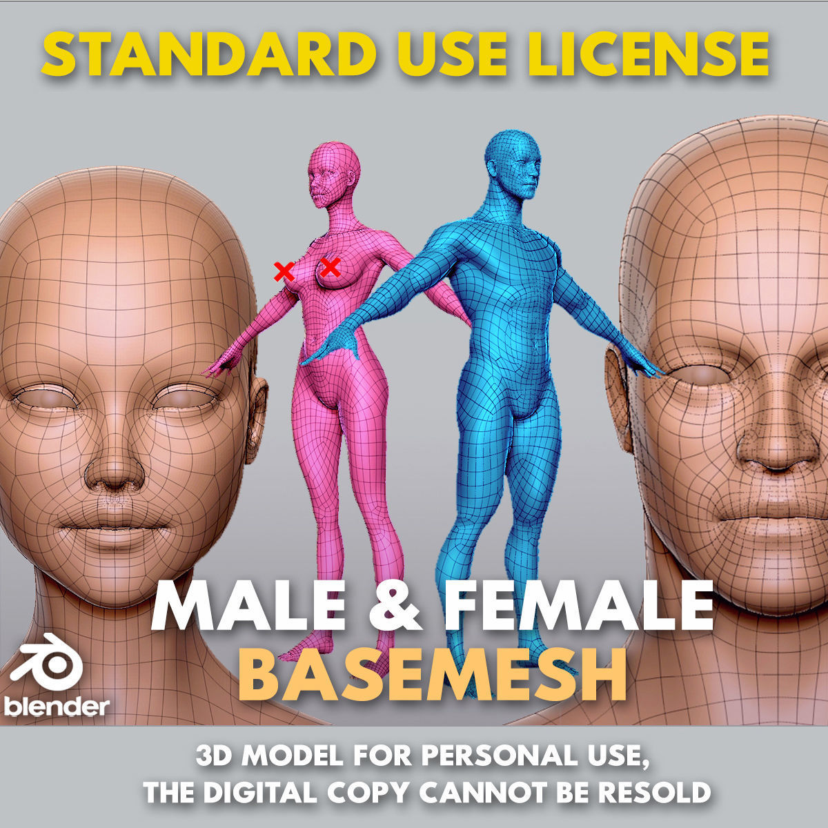 Male n Female Basemesh 3D Model Collection_1