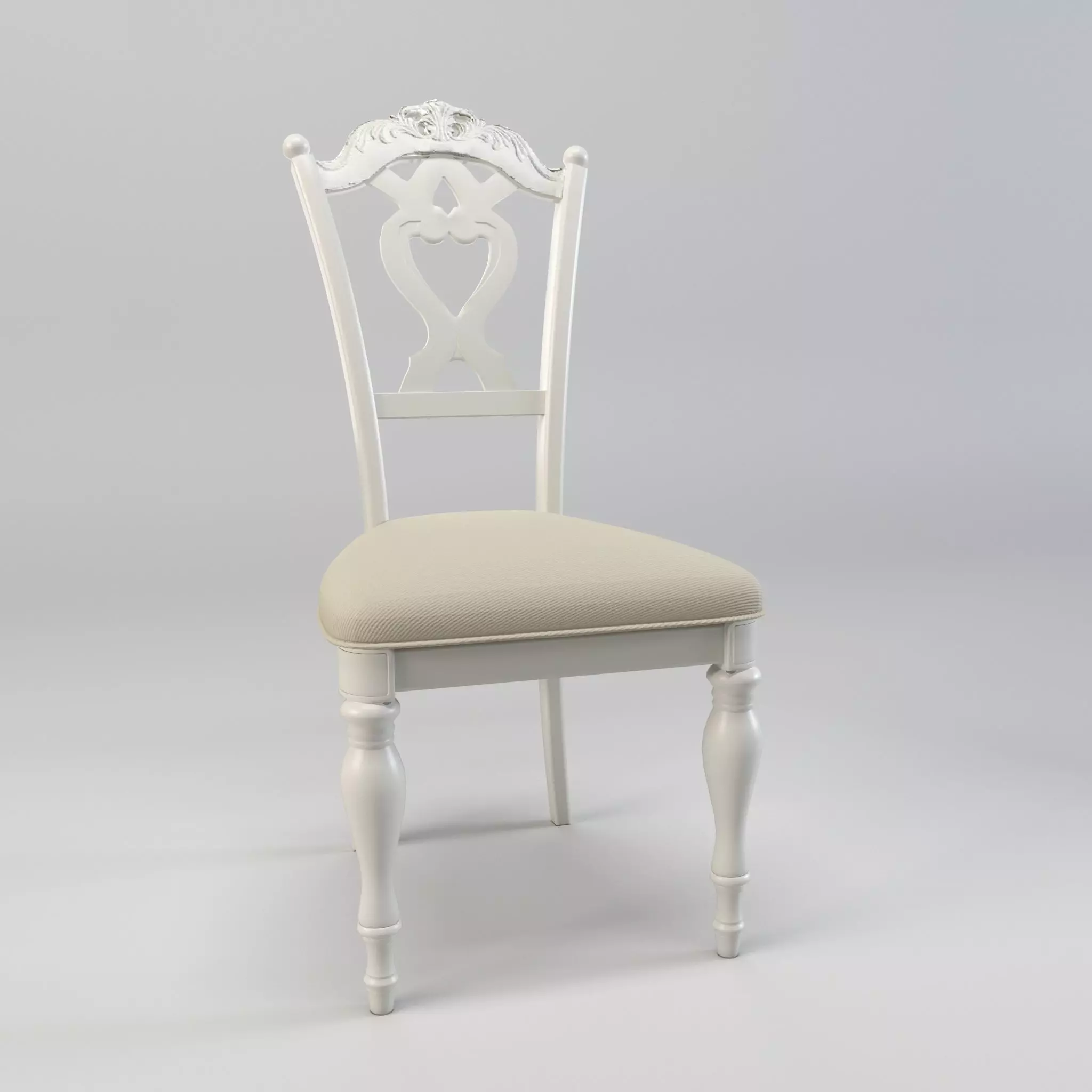 Desk chair - Antique chair - Dining chair - White chair Free low-poly 3D model