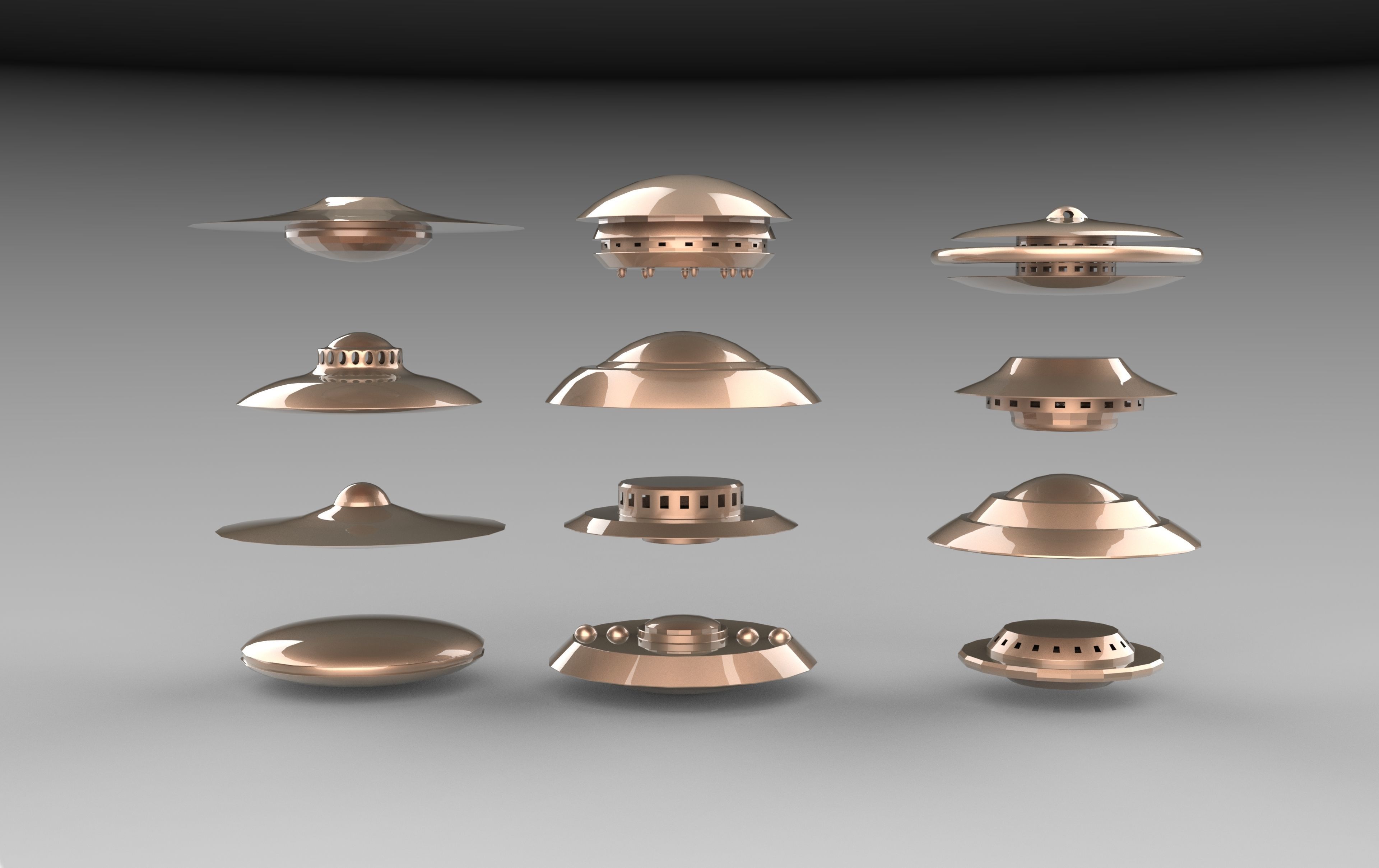 UFO spaceships Low-poly 3D model_12