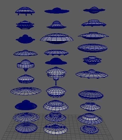 UFO spaceships Low-poly 3D model_16