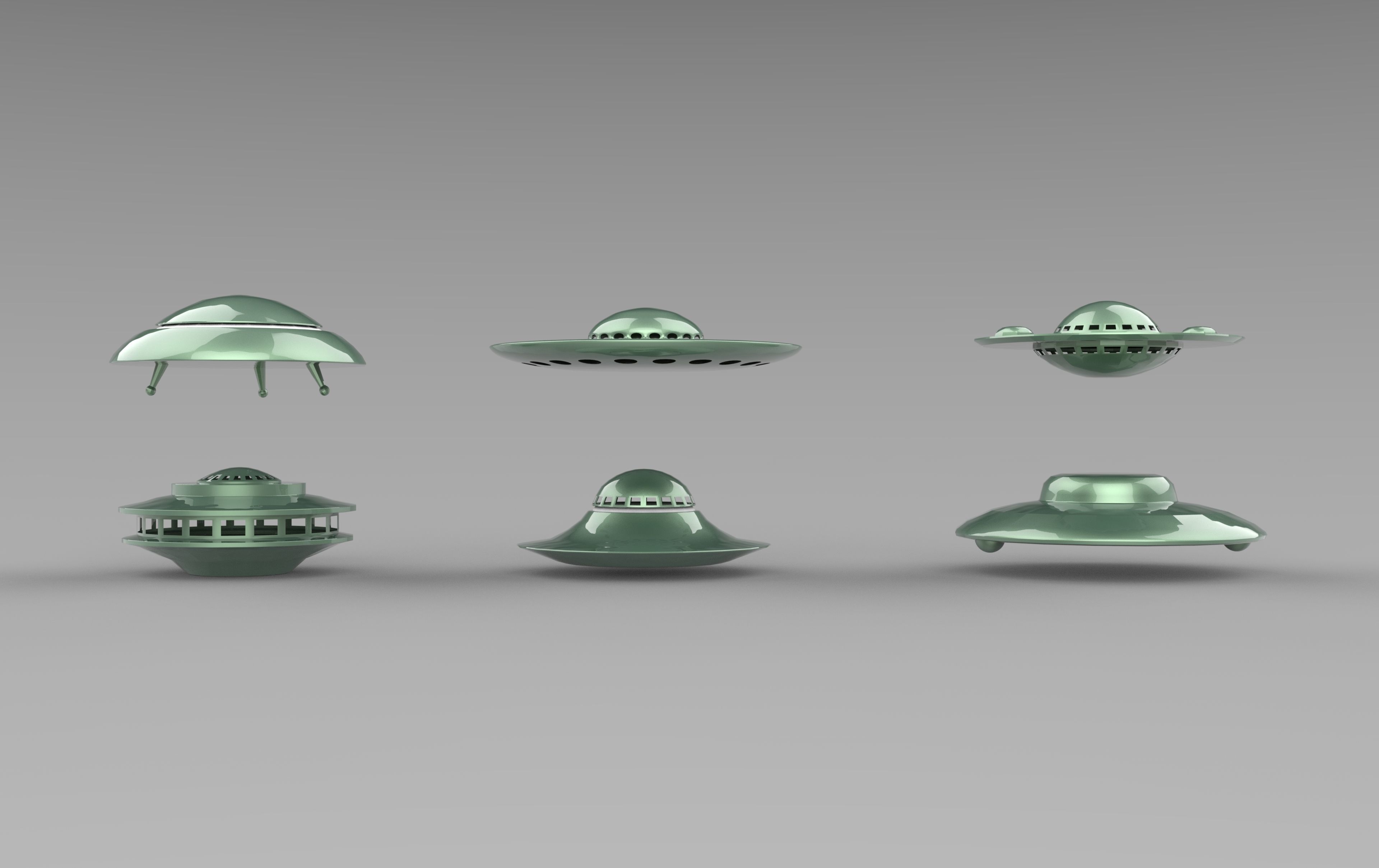 UFO spaceships Low-poly 3D model_2